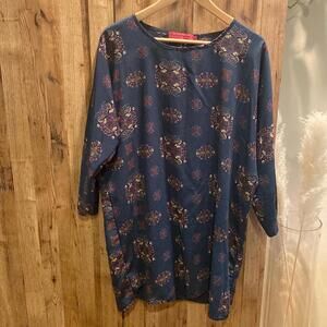 Dark green printed mid length dress